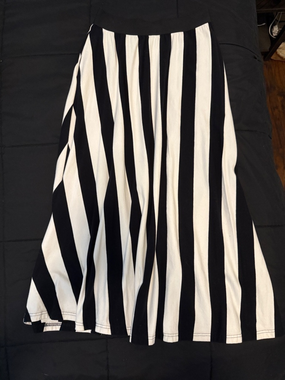 Killstar Black and White Vertical-Stripe Skater Skirt